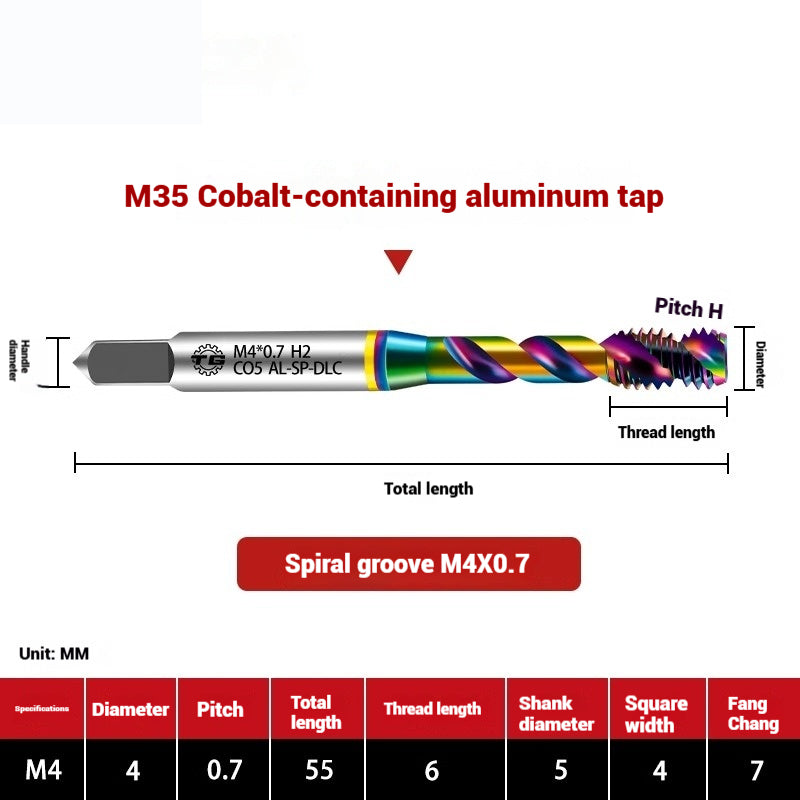 1105-Aluminum Tap Spiral Aluminum Tap CNC Machining Center M35 Cobalt High Efficiency Aluminum Coated Tap Shandong Denso Pricision Tools Co.,Ltd.